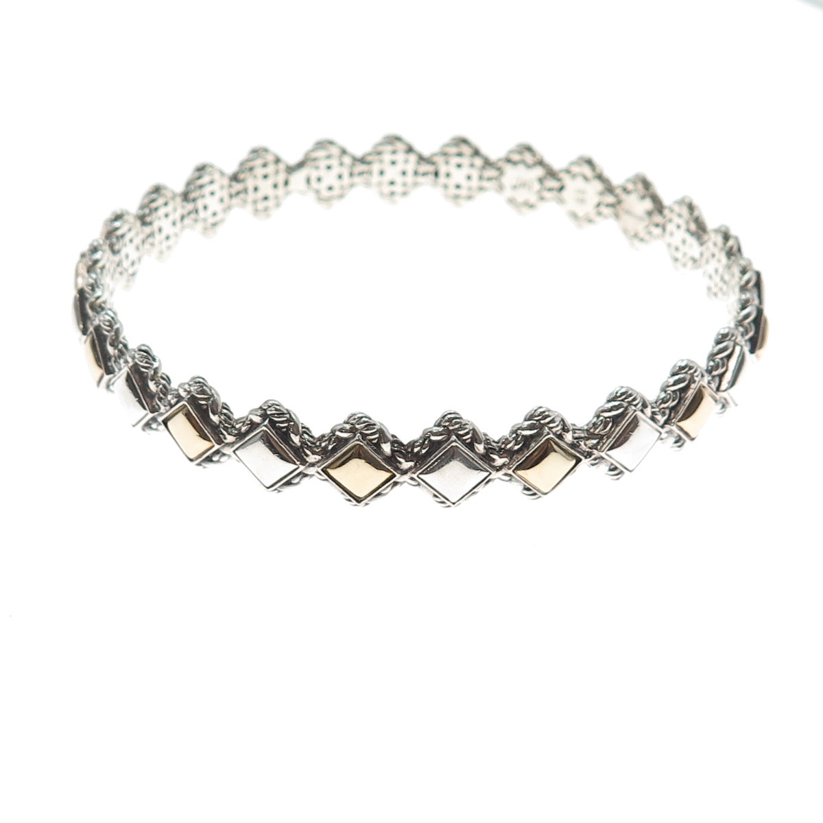 JAI by John Hardy 14K Gold 925 Sterling Silver Bangle Bracelet 8"