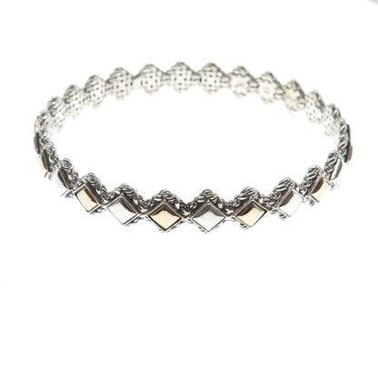 JAI by John Hardy 14K Gold 925 Sterling Silver Bangle Bracelet 8"