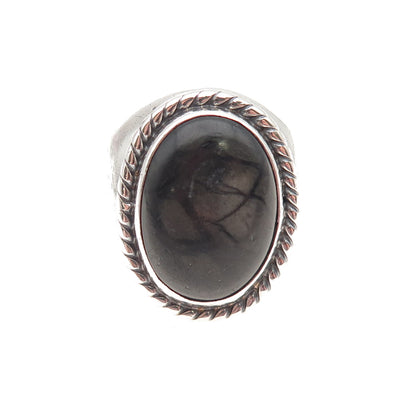 Old Pawn 925 Sterling Silver Vintage Southwestern Black Jasper Ring Size 11