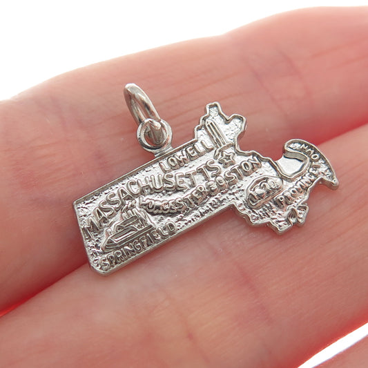 FRENCH & FRANKLIN 925 Sterling Silver Vintage Massachusetts Minimalist Pendant