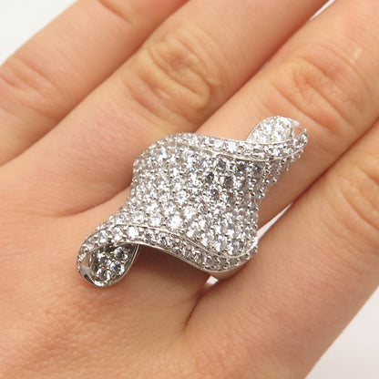 925 Sterling Silver MEDA C Z Twisted Ring Size 8