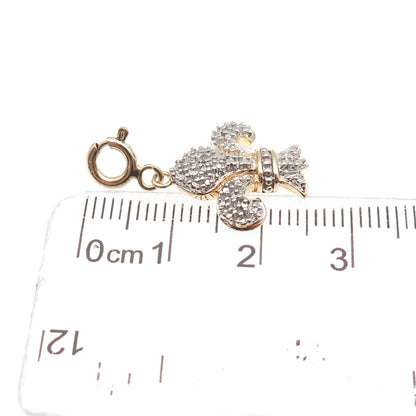 Ross Simons Sterling Gold Plated Real Diamond Fleur de Lis Spring Ring Pendant