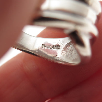 925 Sterling Silver Vintage Modernist Oxidized Ring Size 6