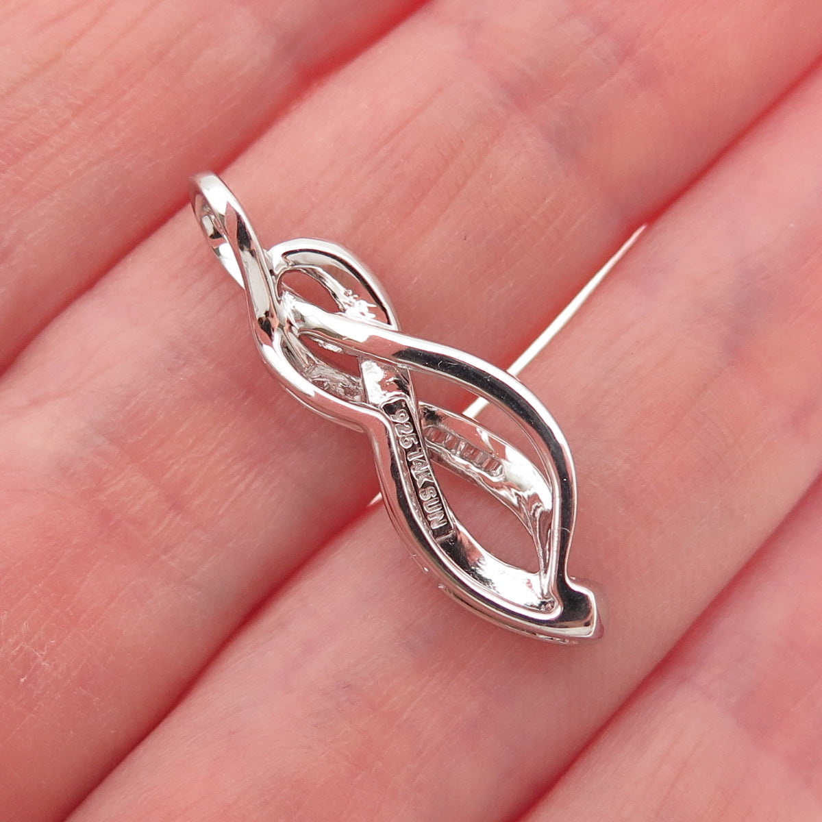 Sun 925 Sterling Silver 14K Gold Real Diamond Infinity Charm Pendant