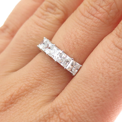 925 Sterling Silver Princess-Cut C Z Half Eternity Ring Size 7.25