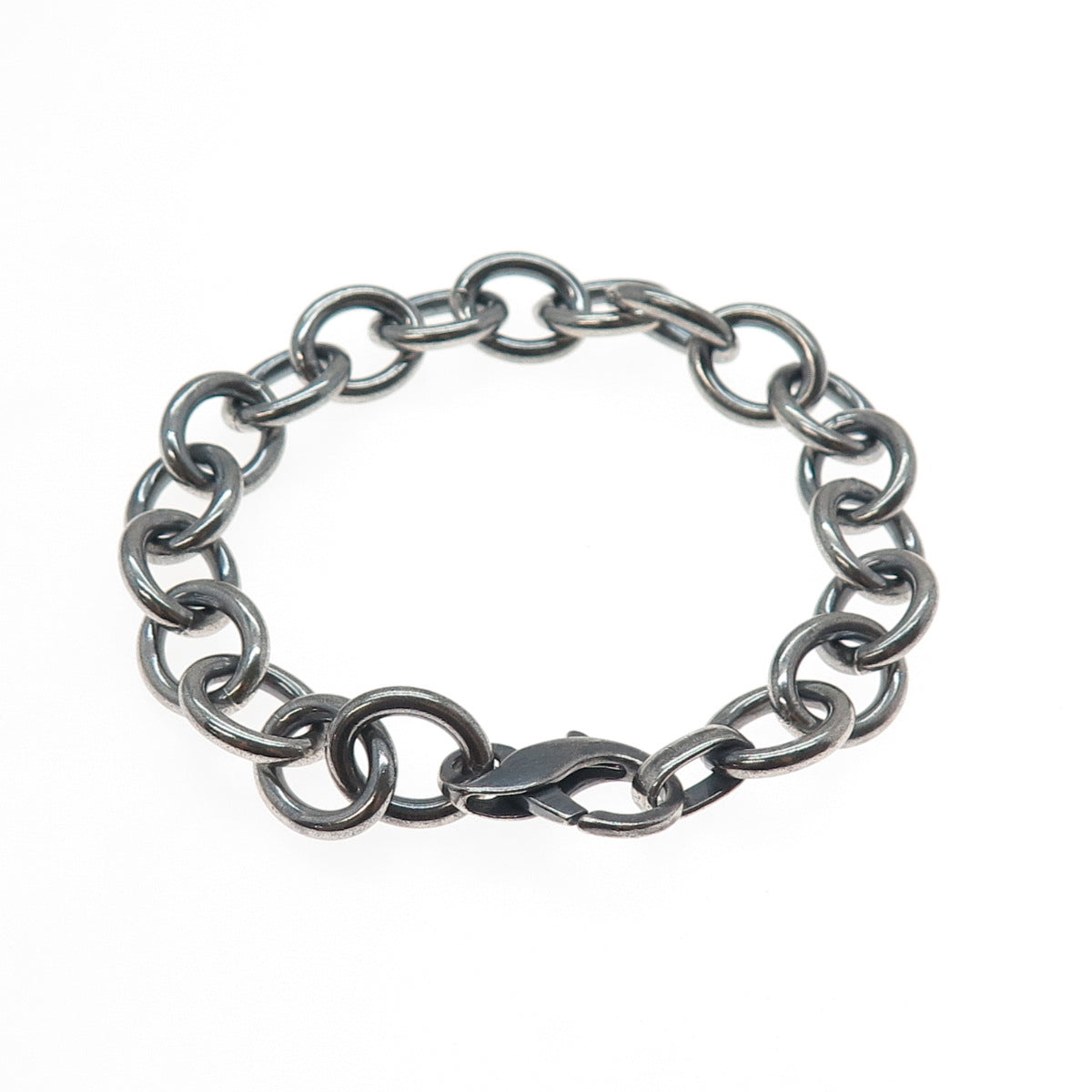 925 Sterling Silver Vintage Cable Link Oxidized Bracelet 7"