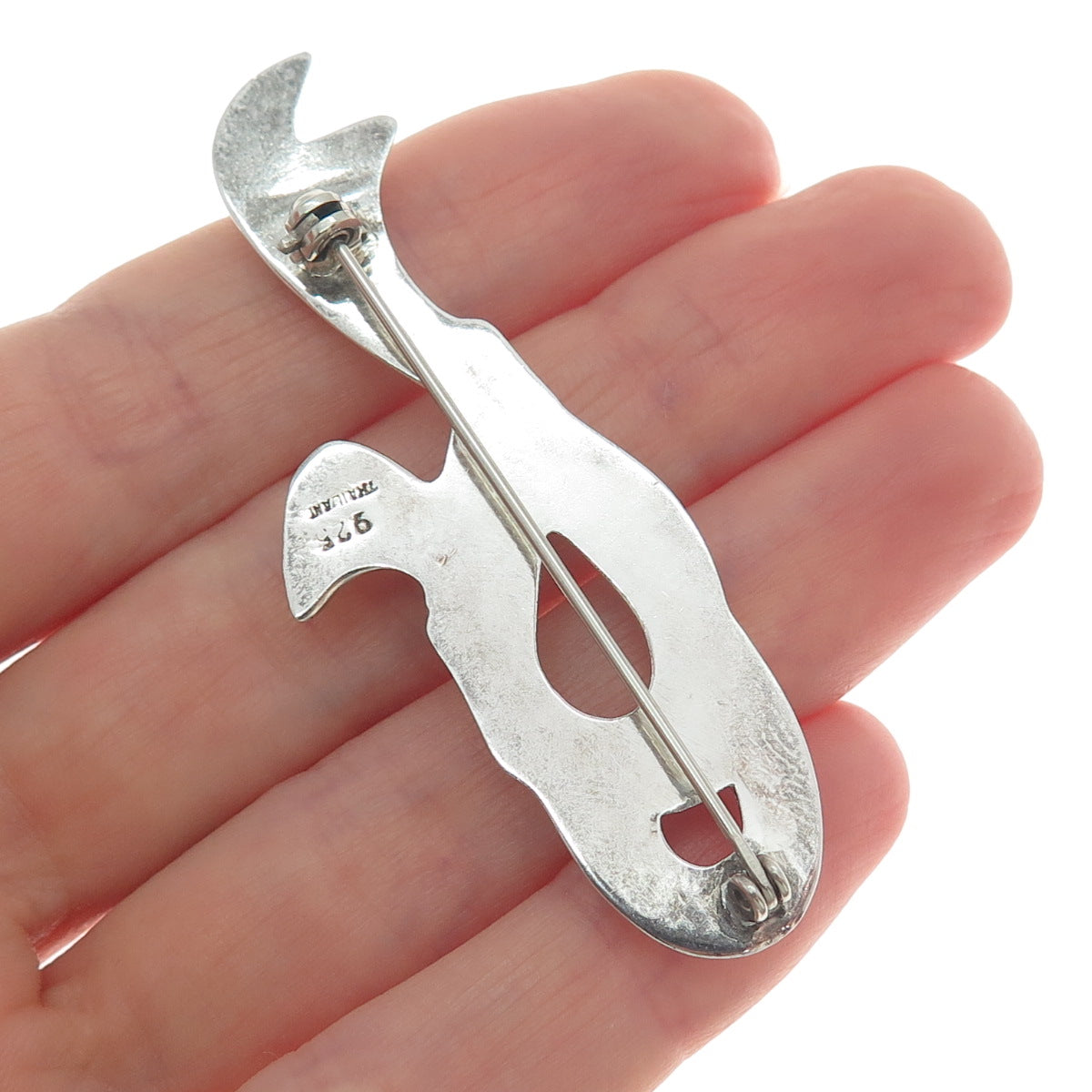 925 Sterling Silver Vintage Modernist Ribbon Pin Brooch