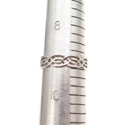 925 Sterling Silver Vintage Woven Band Ring Size 9.25