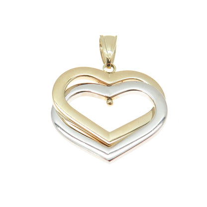 14K Yellow & White Gold Interlocked Heart Minimalist Charm Pendant