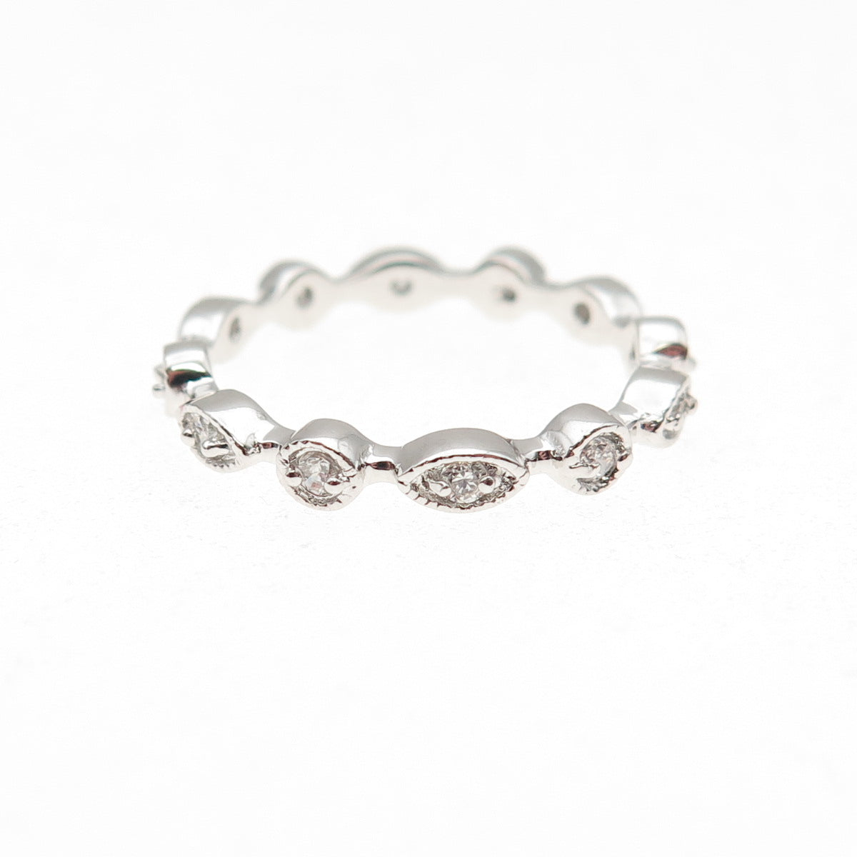 925 Sterling Silver Round-Cut C Z Eternity Band Ring Size 6.25