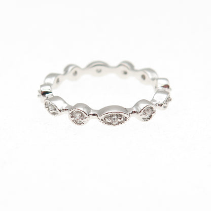 925 Sterling Silver Round-Cut C Z Eternity Band Ring Size 6.25
