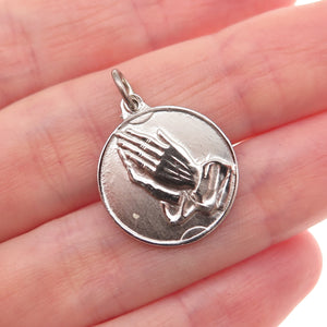 925 Sterling Silver Vintage Prayer Hands Religious Mini Charm Pendant