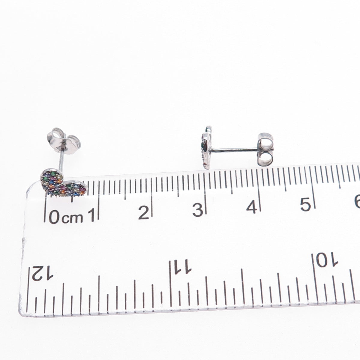 925 Sterling Silver Lab-Created Sapphire Ruby & Multi-Color C Z Heart Earrings