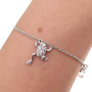 925 Sterling Silver C Z Frog Dragonfly Butterfly Turtle & Crab Bracelet 9-9.75"