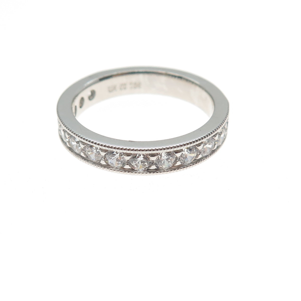 925 Sterling Silver Round-Cut C Z Half Eternity Band Ring Size 7