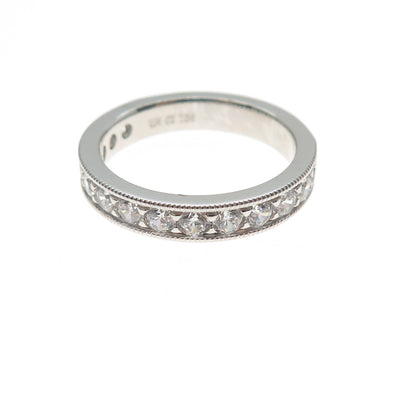 925 Sterling Silver Round-Cut C Z Half Eternity Band Ring Size 7