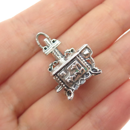 BEAU Sterling Silver Vintage Old Cast Iron Stove Oxidized Mini 3D Charm Pendant