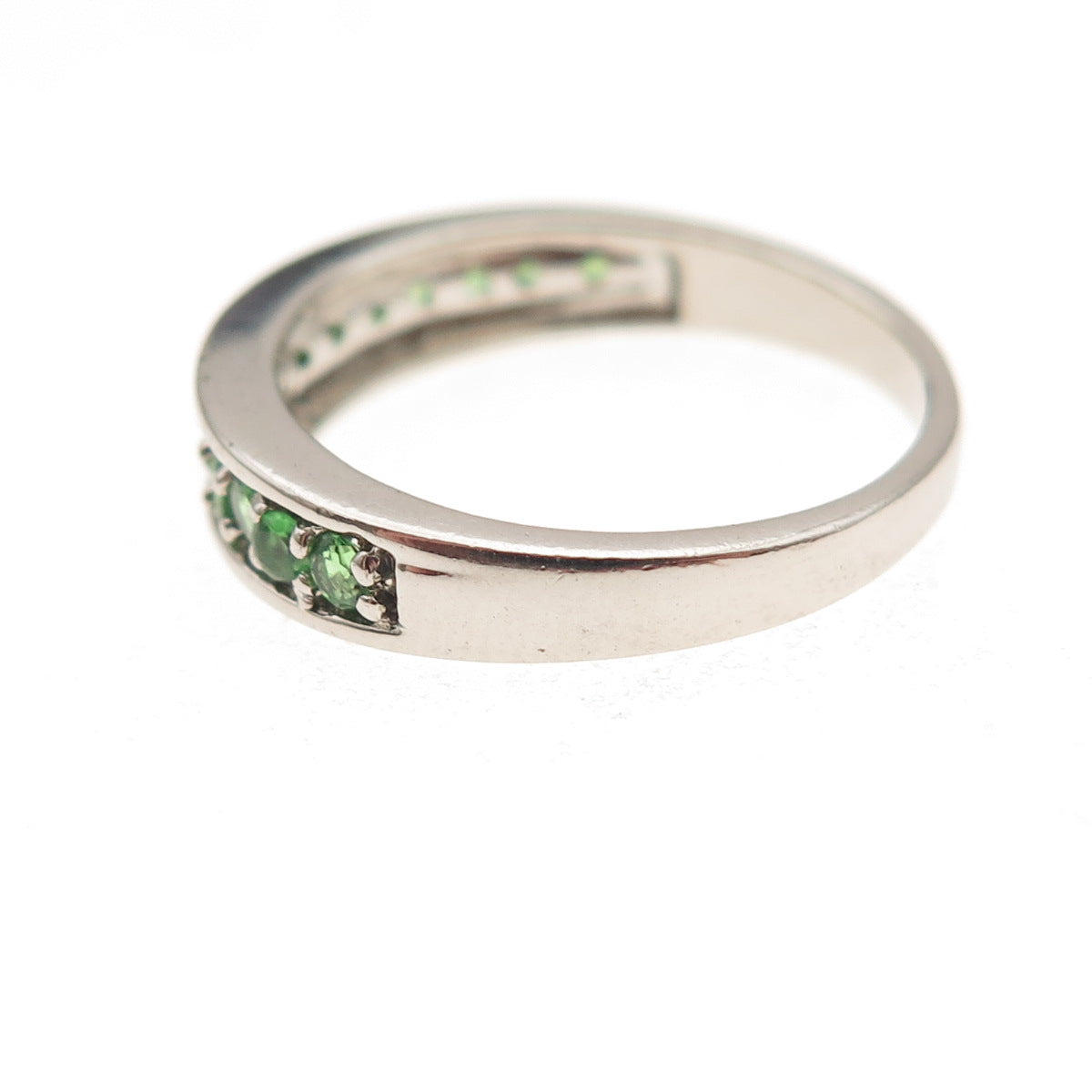 Monica Jain 925 Sterling Silver Vintage Real Round-Cut Peridot Band Ring Size 7