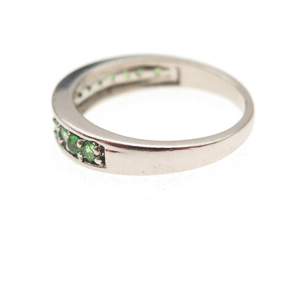 Monica Jain 925 Sterling Silver Vintage Real Round-Cut Peridot Band Ring Size 7
