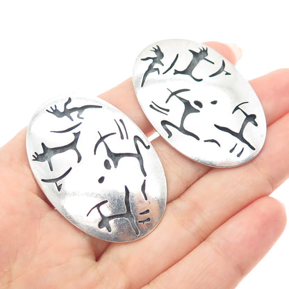 ANTONIO PINEDA 970 Silver Vintage Mexico Tribal Warriors Oxidized Cufflinks