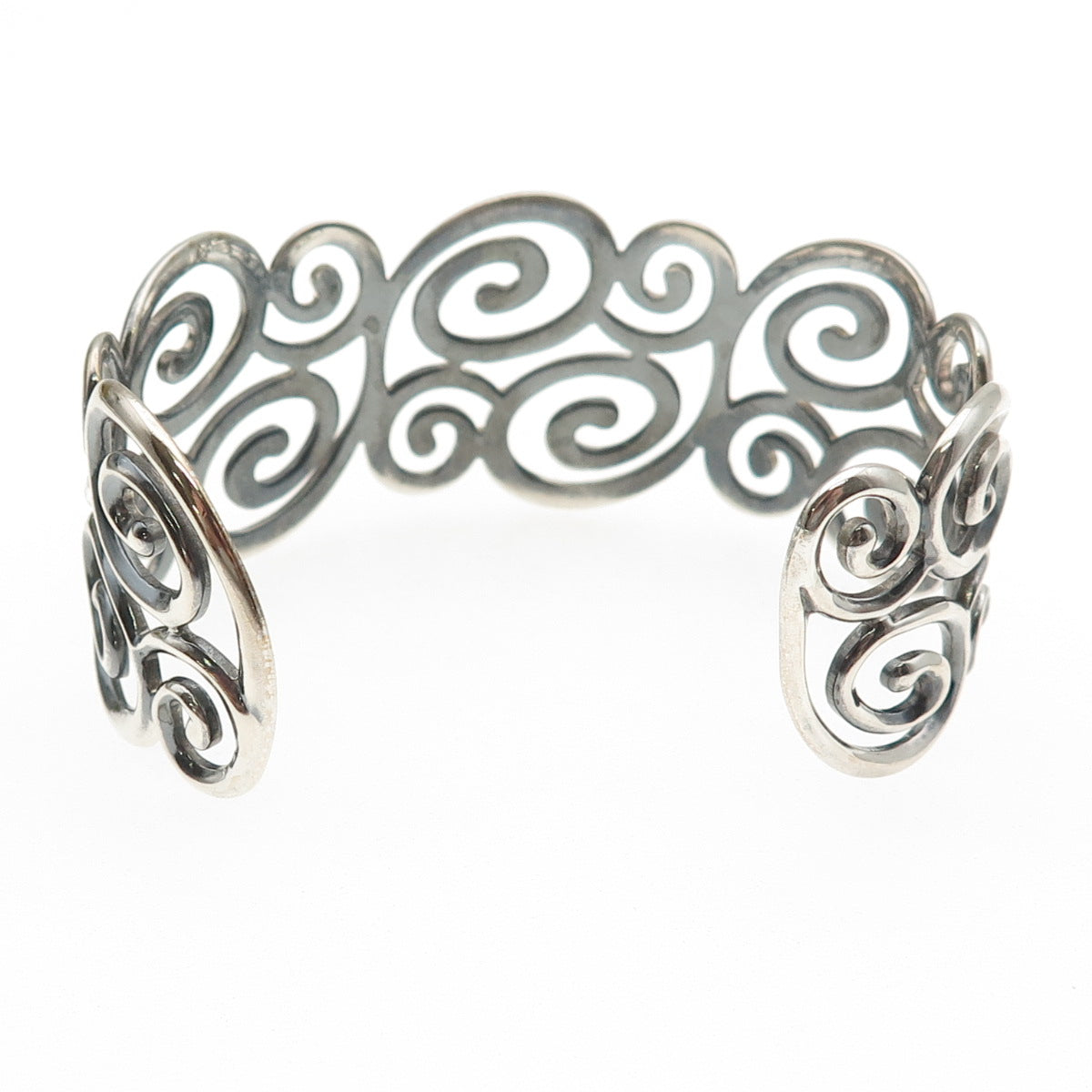 ROSS SIMONS Sterling Silver Vintage Modernist Swirl Adjustable Bracelet 6.75"