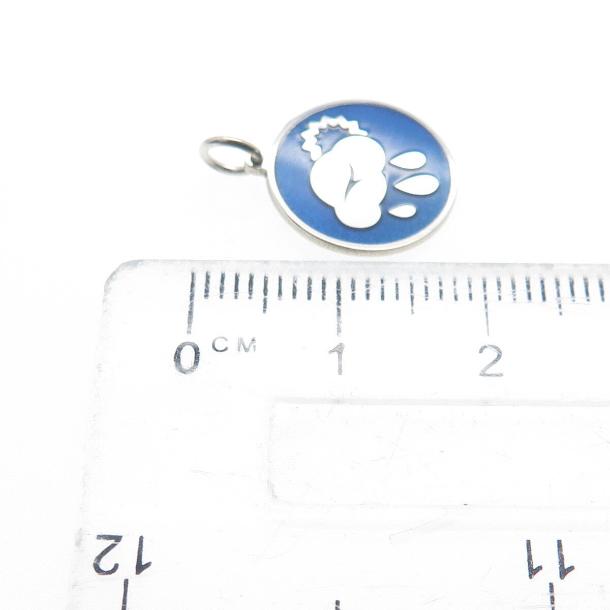 925 Sterling Silver Blue Enamel Rainy Season Minimalist Charm Pendant