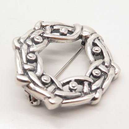 925 Sterling Silver Vintage Italy Ornate Pin Brooch