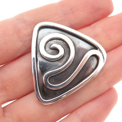 925 Sterling Silver Vintage Modernist Spiral Handwrought Oxidized Pin Brooch