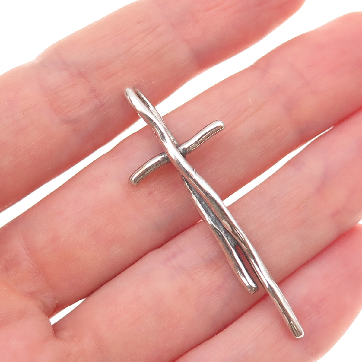 Silpada 925 Sterling Silver Vintage Great Impressions Twig Cross Charm Pendant