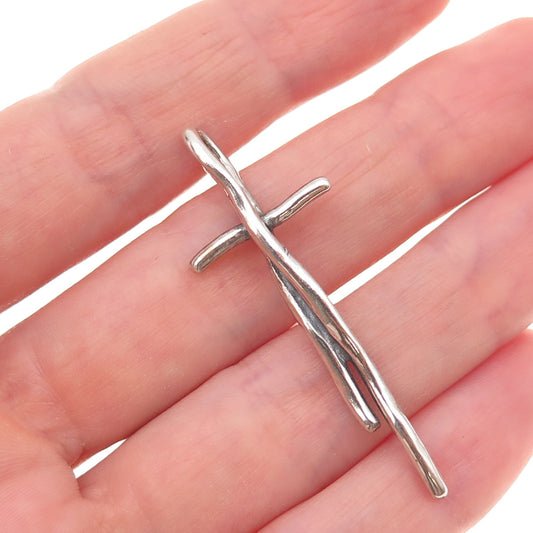 Silpada 925 Sterling Silver Vintage Great Impressions Twig Cross Charm Pendant