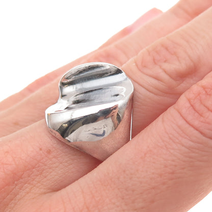 Industria Peruana 925 Sterling Silver Vintage Modernist Oxidized Ring Size 7.25