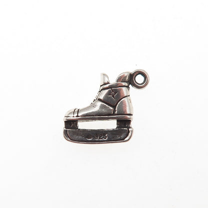 Sunwest 925 Sterling Silver Vintage Ice Skate Shoe Oxidized Mini Charm Pendant