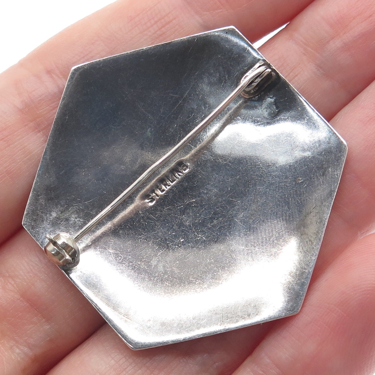 925 Sterling Silver Antique Siam Niello Hindu Goddess Pin Brooch