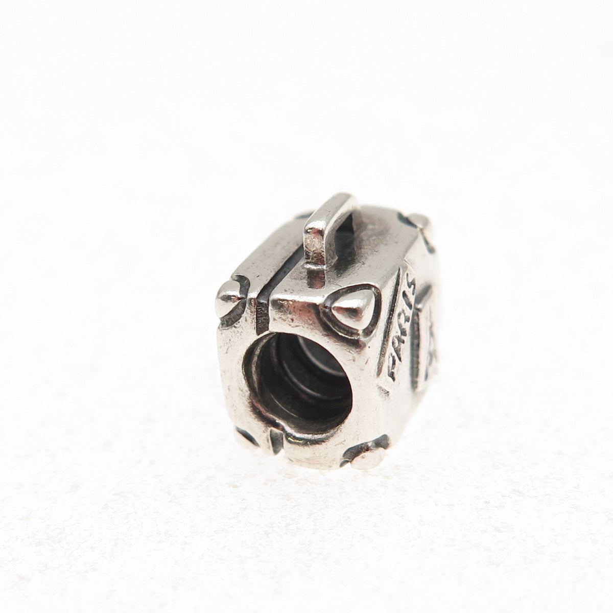 Pandora 925 Sterling Silver Paris Suitcase Slide Bead Charm