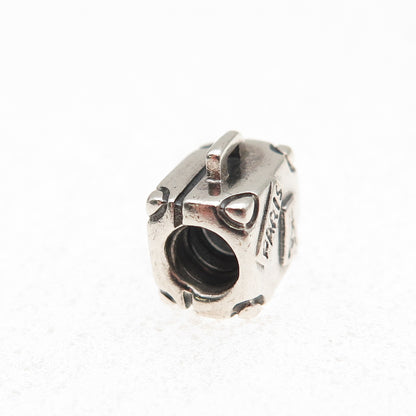 Pandora 925 Sterling Silver Paris Suitcase Slide Bead Charm