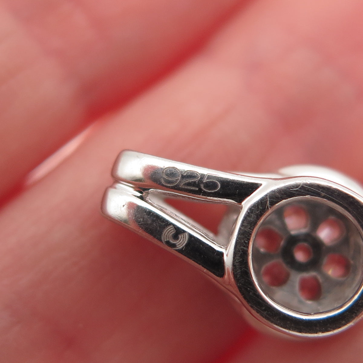 925 Sterling Silver Round-Cut C Z Mini Slide Charm Pendant