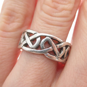 925 Sterling Silver Vintage JC Dublin Celtic Knot Oxidized Band Ring Size 5.75