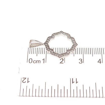 Heng Ngai 925 Sterling Silver Real Round-Cut Diamond Floral Charm Pendant