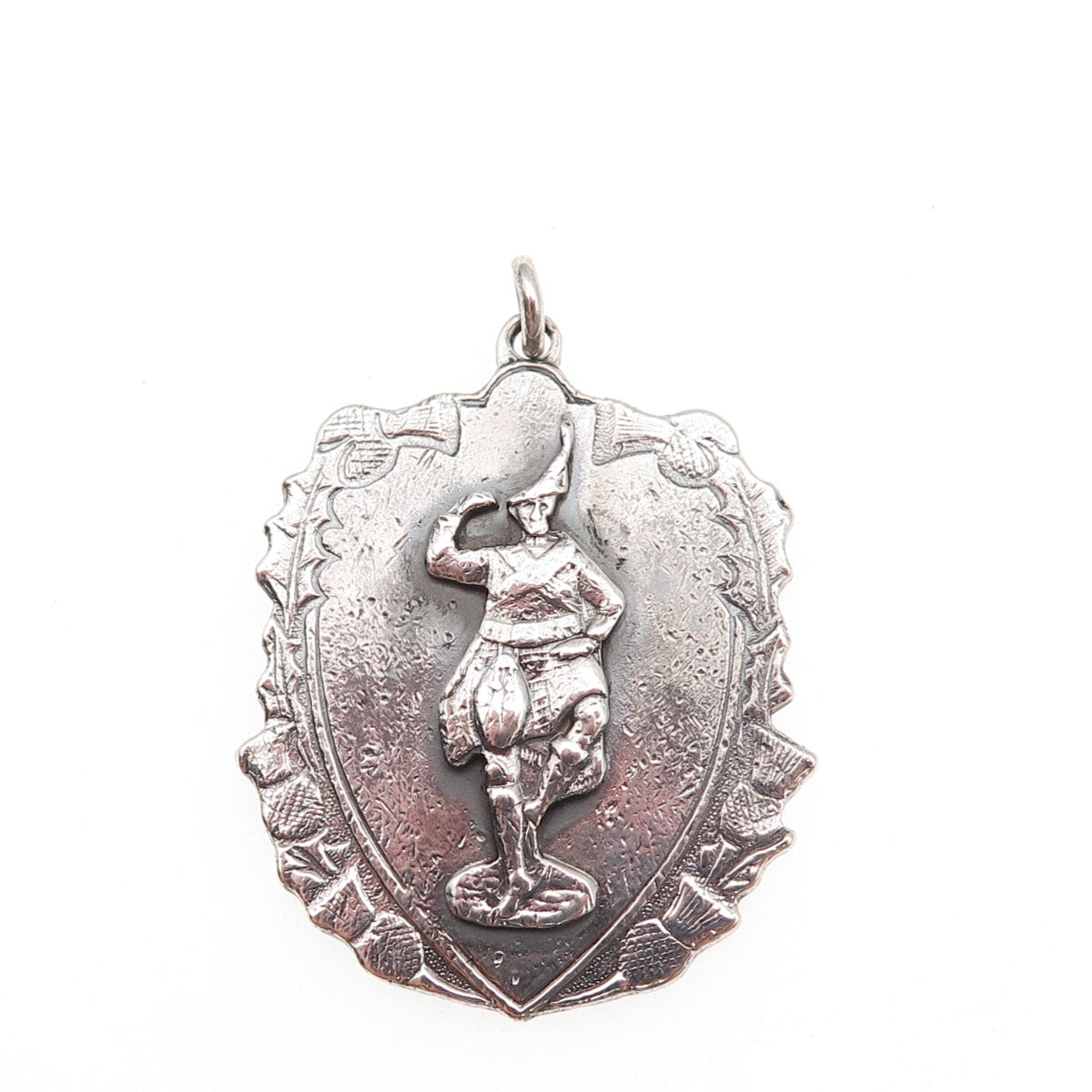 Johnson 925 Sterling Antique Art Deco Scottish Highlander Man Fob Charm Pendant