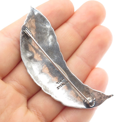 925 Sterling Silver Antique Siam Niello Hindu Goddess Feather Pin Brooch