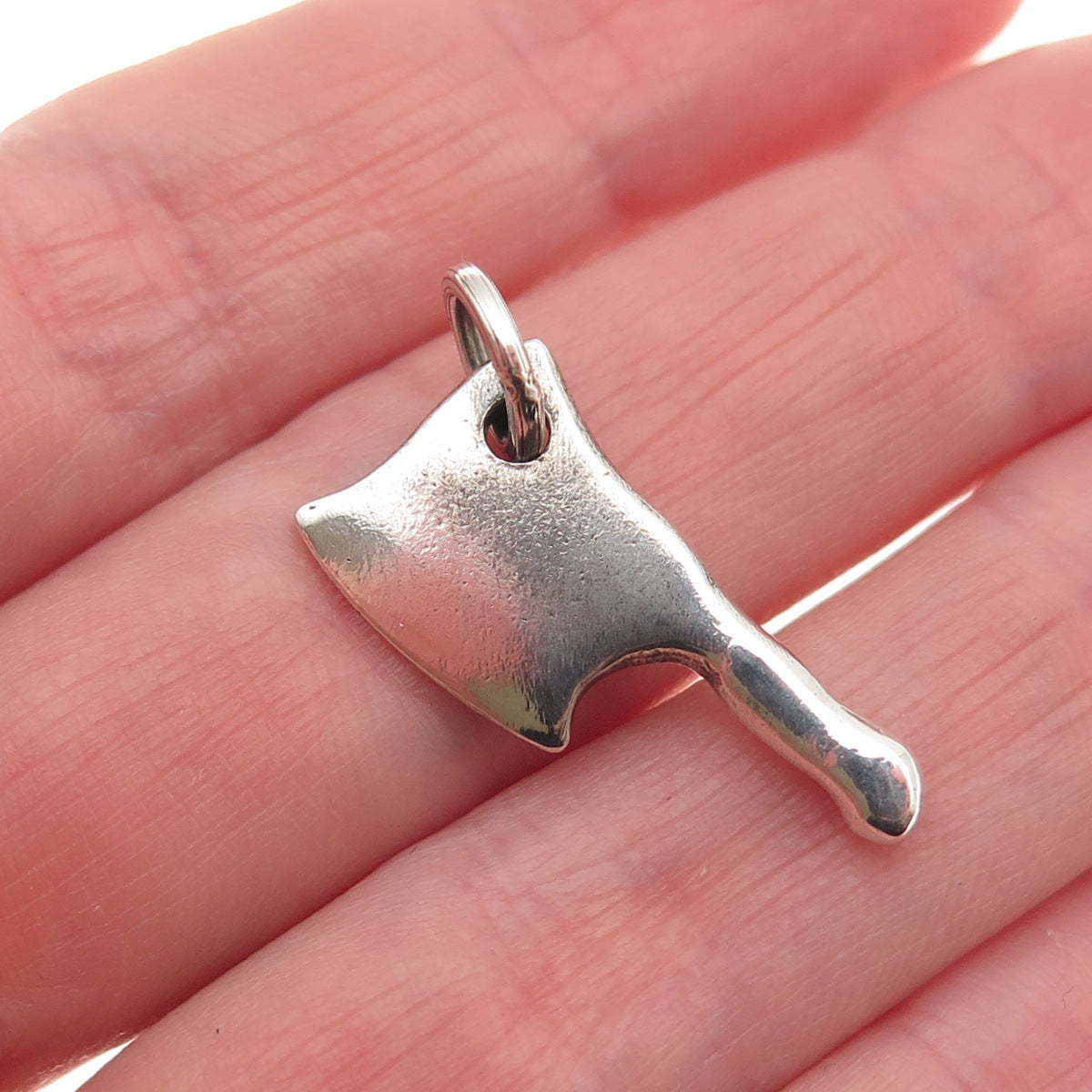 925 Sterling Silver Vintage Chef's Kitchen Knife Oxidized 3D Mini Charm Pendant