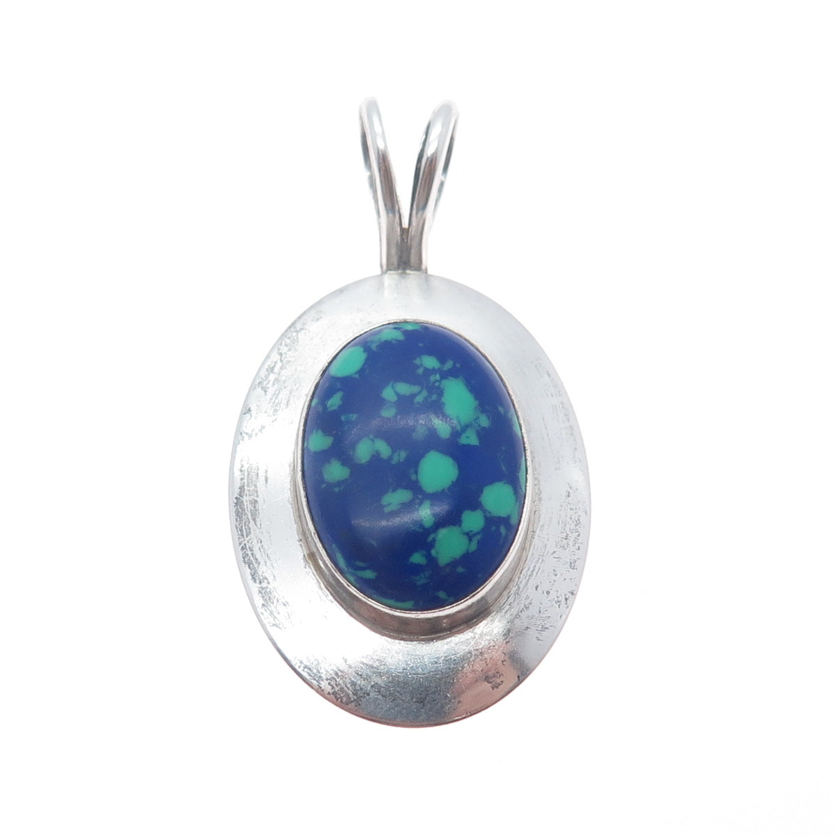 LAMBERT LIVINGSTON NAVAJO Old Pawn 925 Sterling Silver Vintage Azurite Pendant