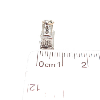 925 Sterling Silver Vintage Lincoln Memorial Oxidized 3D Mini Charm Pendant
