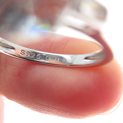 DSMK 925 Sterling Silver Round & Tapered Baguette-Cut C Z Engagement Ring Size 8