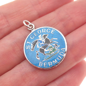 Breadner Co. 925 Sterling Silver Vintage Enamel St. George Bermuda Charm Pendant