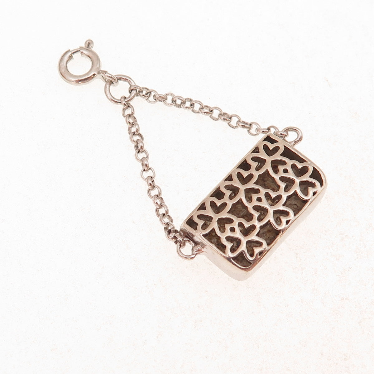 925 Sterling Silver Vintage Ladies Purse Spring Ring Lock Charm Pendant