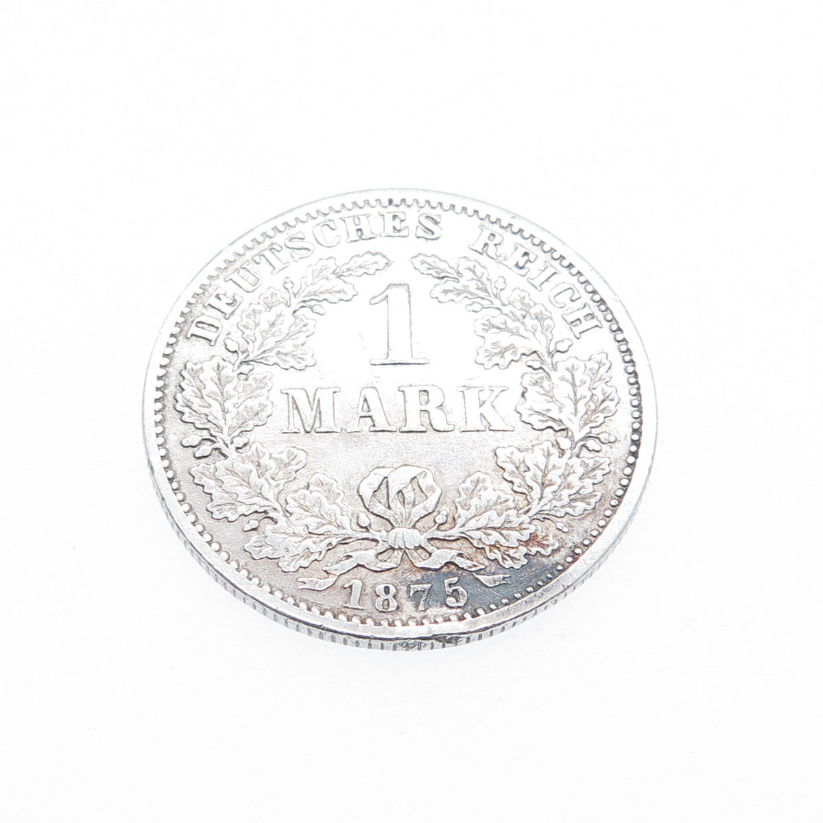 900 Silver Antique 1875 Germany Emperor Wilhelm I 1 Mark Duetsches Reich Coin
