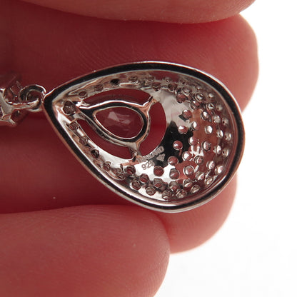 925 Sterling Silver Real White Topaz Teardrop Charm Pendant