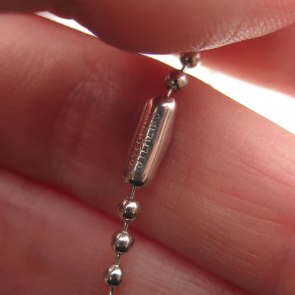 925 Sterling Silver Vintage Ball Beaded Chain Necklace 28"