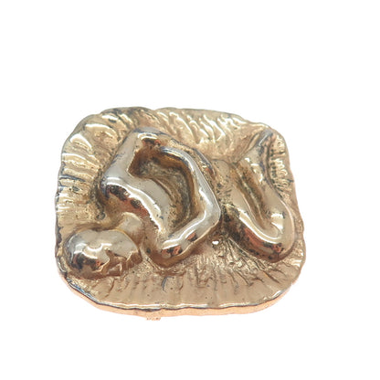 925 Sterling Silver Gold Plated Vintage Historical Ethnic Figure Pin Brooch
